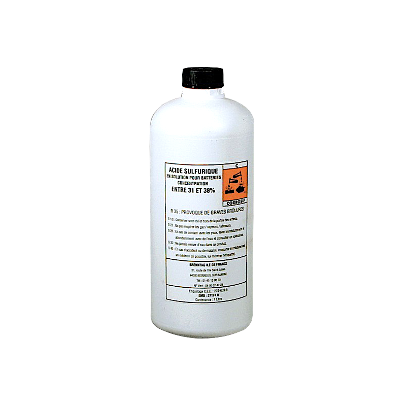 ACIDE BATTERIE - Bouteille 1 Litre - Electrolyte - Sulfurique